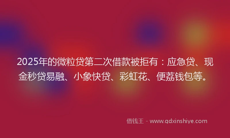 2025年的微粒贷第二次借款被拒有：应急贷、现金秒贷易融、小象快贷、彩虹花、便荔钱包等。