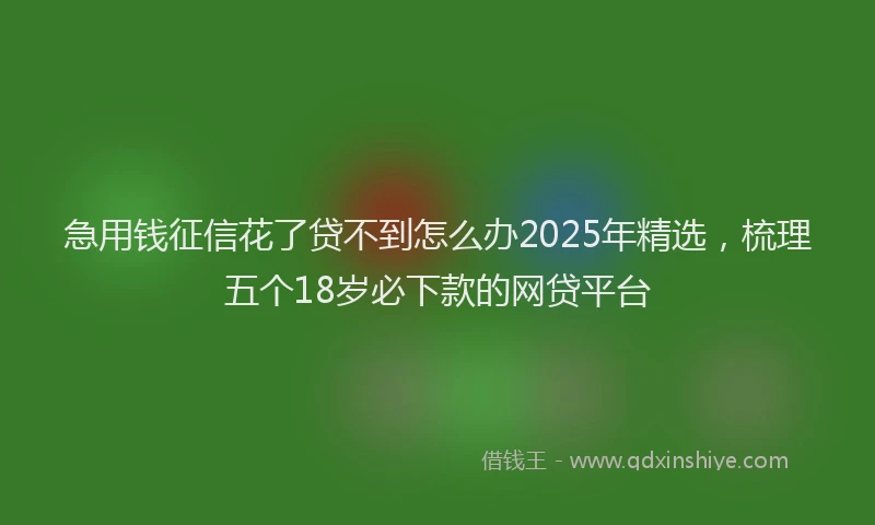 急用钱征信花了贷不到怎么办2025年精选，梳理五个18岁必下款的网贷平台