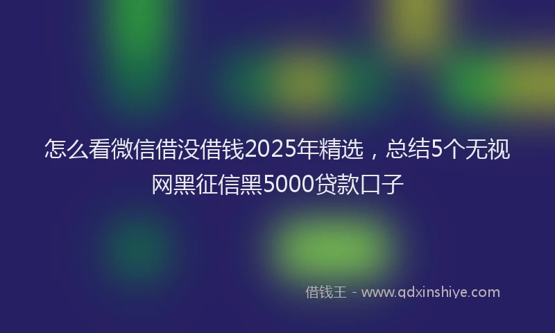 怎么看微信借没借钱2025年精选，总结5个无视网黑征信黑5000贷款口子
