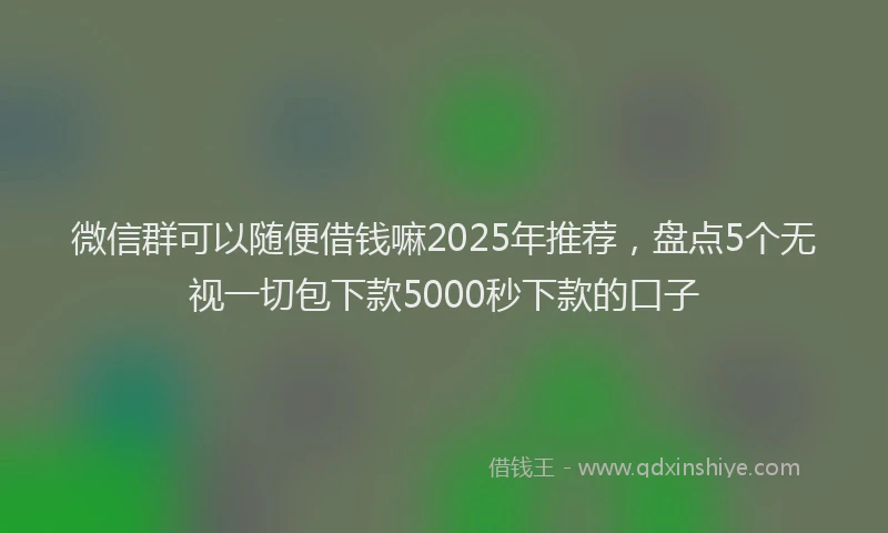 微信群可以随便借钱嘛2025年推荐，盘点5个无视一切包下款5000秒下款的口子