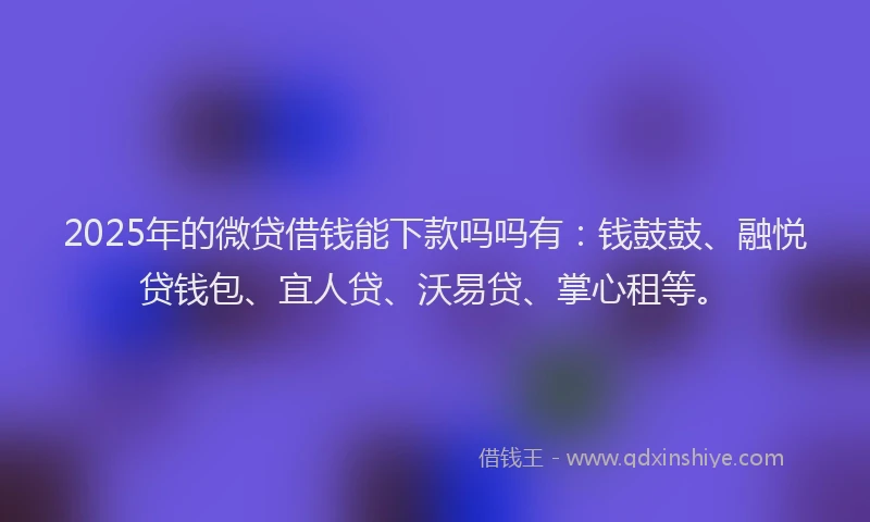 2025年的微贷借钱能下款吗吗有：钱鼓鼓、融悦贷钱包、宜人贷、沃易贷、掌心租等。