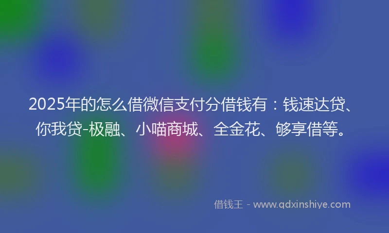 2025年的怎么借微信支付分借钱有：钱速达贷、你我贷-极融、小喵商城、全金花、够享借等。
