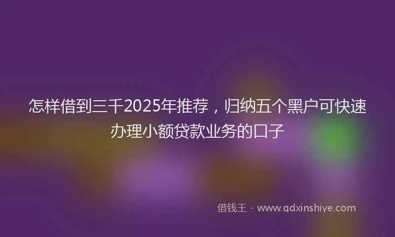 怎样借到三千2025年推荐，归纳五个黑户可快速办理小额贷款业务的口子