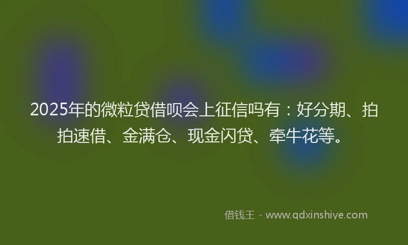 2025年的微粒贷借呗会上征信吗有：好分期、拍拍速借、金满仓、现金闪贷、牵牛花等。
