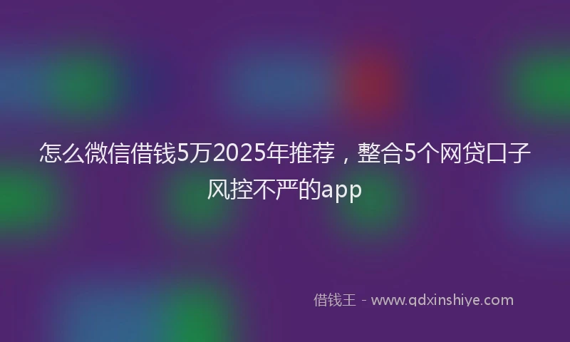 怎么微信借钱5万2025年推荐，整合5个网贷口子风控不严的app