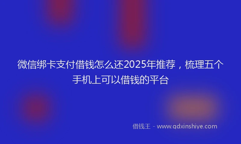 微信绑卡支付借钱怎么还2025年推荐，梳理五个手机上可以借钱的平台