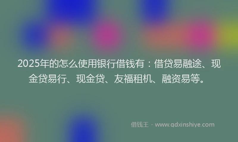 2025年的怎么使用银行借钱有：借贷易融途、现金贷易行、现金贷、友福租机、融资易等。