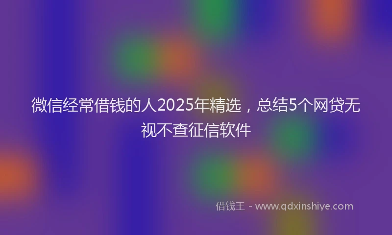 微信经常借钱的人2025年精选，总结5个网贷无视不查征信软件