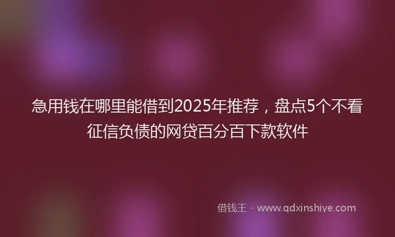 急用钱在哪里能借到2025年推荐，盘点5个不看征信负债的网贷百分百下款软件