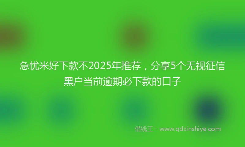 急忧米好下款不2025年推荐，分享5个无视征信黑户当前逾期必下款的口子