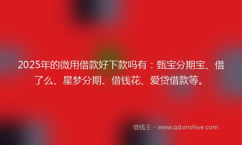 2025年的微用借款好下款吗有：甄宝分期宝、借了么、星梦分期、借钱花、爱贷借款等。