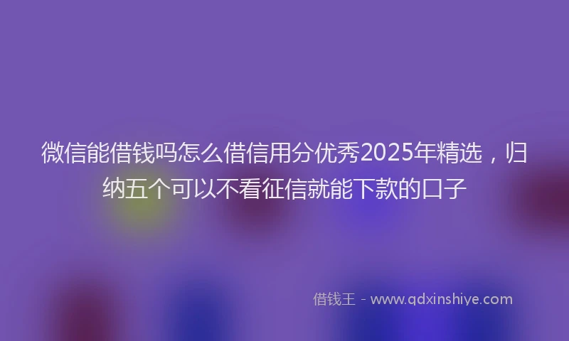 微信能借钱吗怎么借信用分优秀2025年精选，归纳五个可以不看征信就能下款的口子