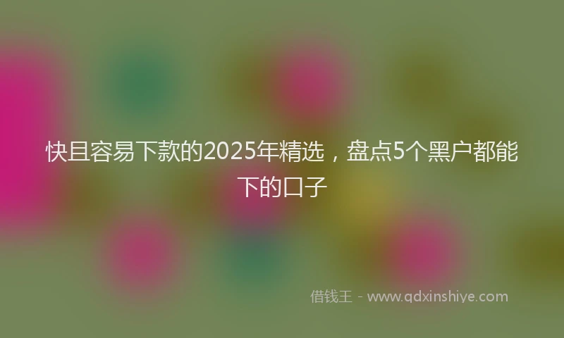 快且容易下款的2025年精选，盘点5个黑户都能下的口子