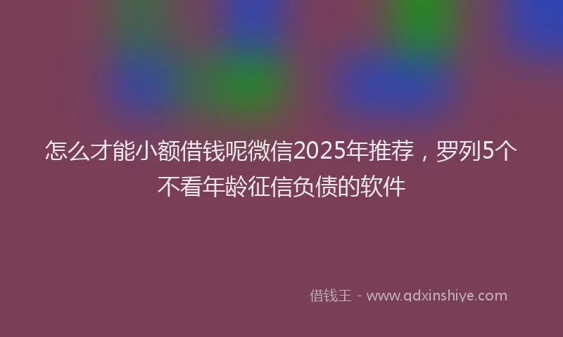 怎么才能小额借钱呢微信2025年推荐，罗列5个不看年龄征信负债的软件