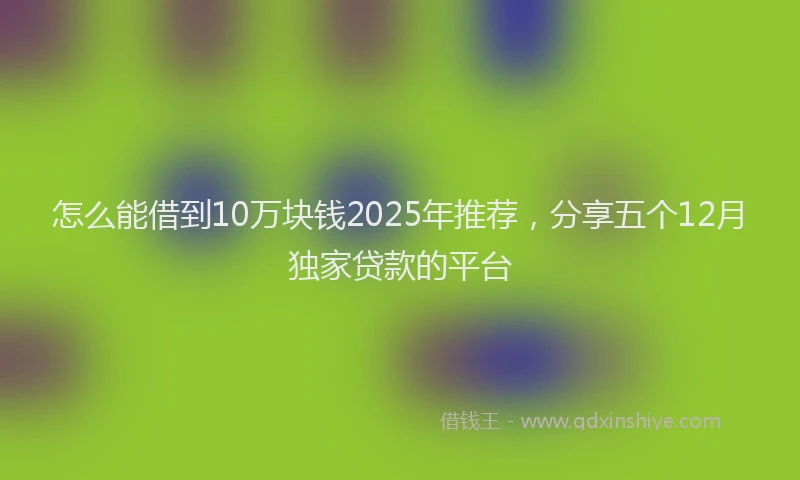 怎么能借到10万块钱2025年推荐，分享五个12月独家贷款的平台