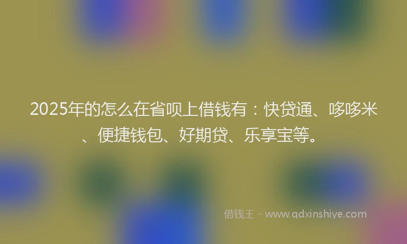 2025年的怎么在省呗上借钱有：快贷通、哆哆米、便捷钱包、好期贷、乐享宝等。