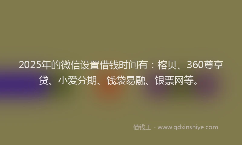 2025年的微信设置借钱时间有：榕贝、360尊享贷、小爱分期、钱袋易融、银票网等。