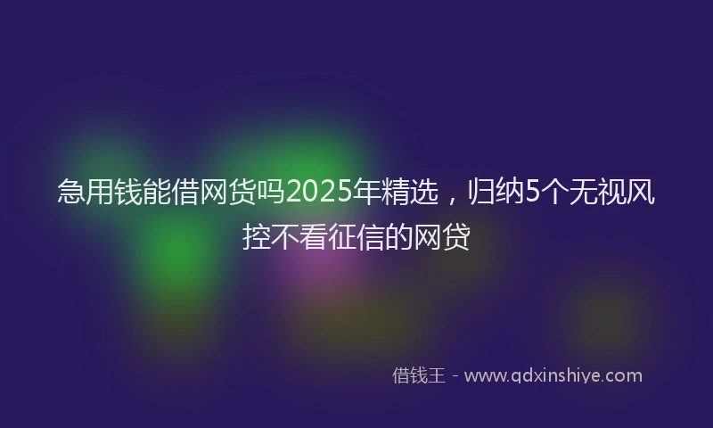 急用钱能借网货吗2025年精选，归纳5个无视风控不看征信的网贷