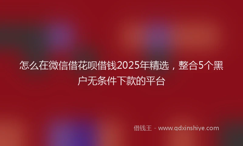 怎么在微信借花呗借钱2025年精选，整合5个黑户无条件下款的平台