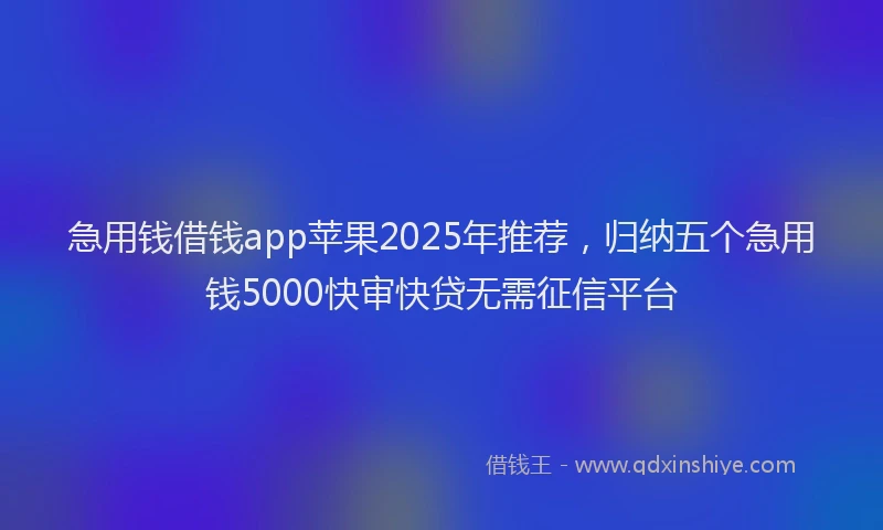 急用钱借钱app苹果2025年推荐，归纳五个急用钱5000快审快贷无需征信平台