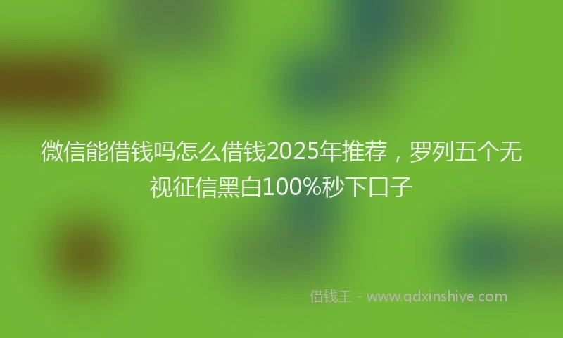 微信能借钱吗怎么借钱2025年推荐，罗列五个无视征信黑白100%秒下口子