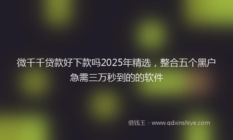 微千千贷款好下款吗2025年精选，整合五个黑户急需三万秒到的的软件