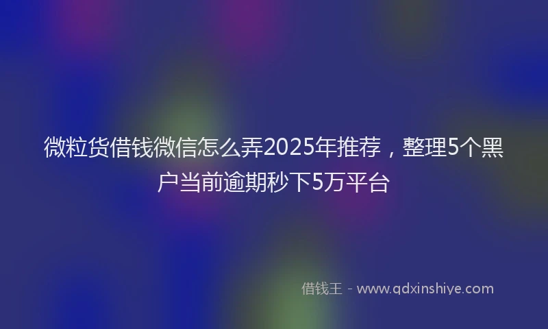 微粒货借钱微信怎么弄2025年推荐，整理5个黑户当前逾期秒下5万平台