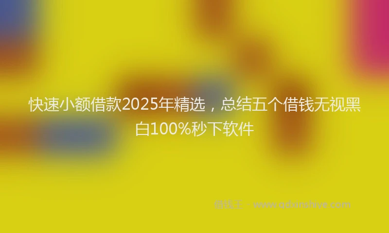 快速小额借款2025年精选，总结五个借钱无视黑白100%秒下软件