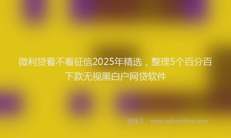 微利贷看不看征信2025年精选，整理5个百分百下款无视黑白户网贷软件