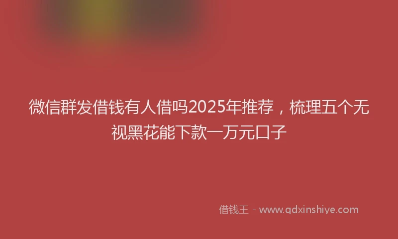 微信群发借钱有人借吗2025年推荐，梳理五个无视黑花能下款一万元口子