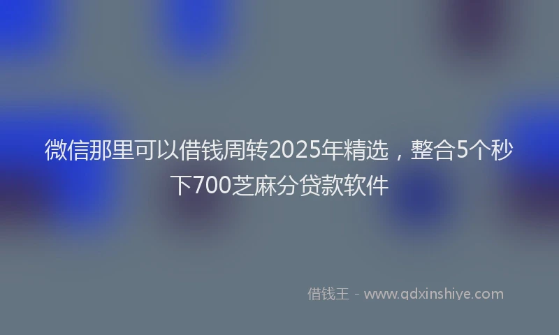 微信那里可以借钱周转2025年精选，整合5个秒下700芝麻分贷款软件