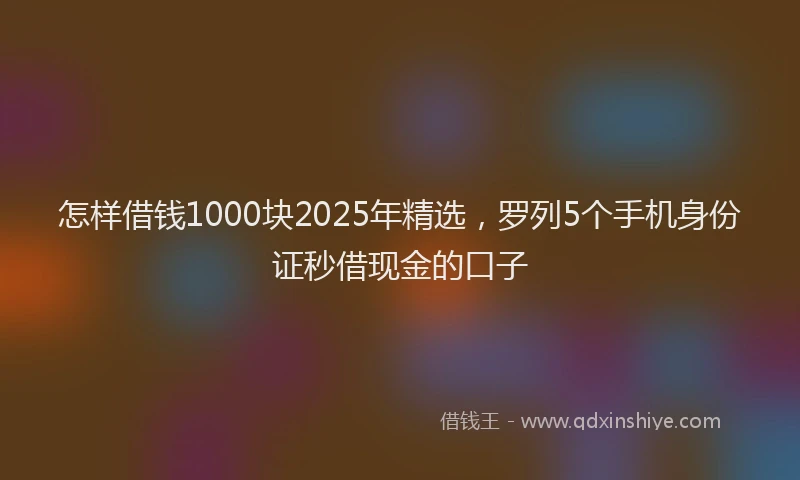 怎样借钱1000块2025年精选，罗列5个手机身份证秒借现金的口子
