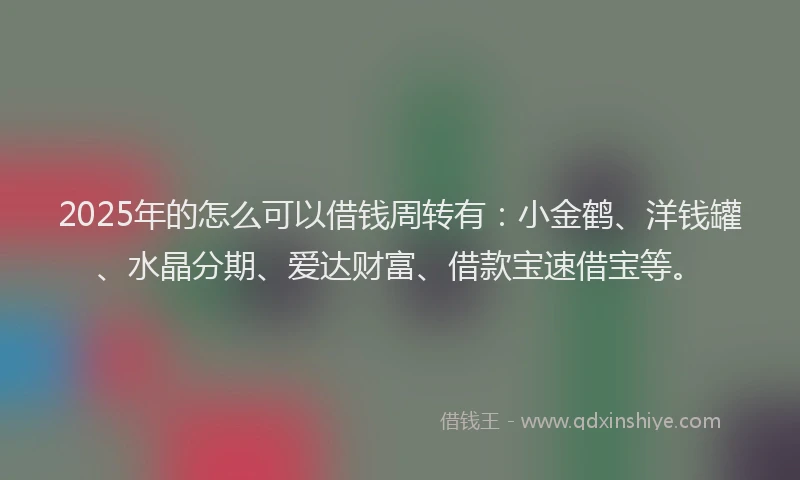 2025年的怎么可以借钱周转有：小金鹤、洋钱罐、水晶分期、爱达财富、借款宝速借宝等。