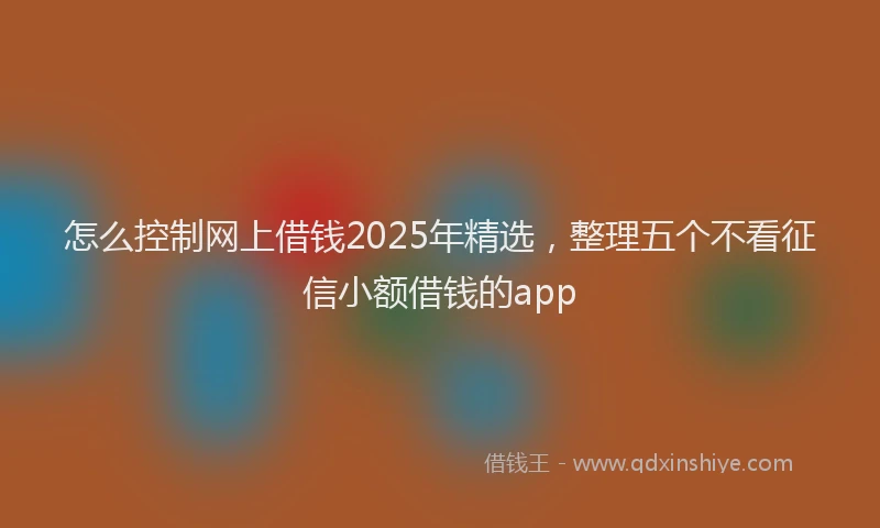 怎么控制网上借钱2025年精选，整理五个不看征信小额借钱的app