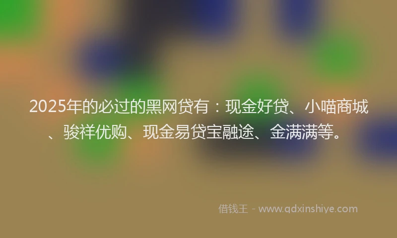 2025年的必过的黑网贷有：现金好贷、小喵商城、骏祥优购、现金易贷宝融途、金满满等。