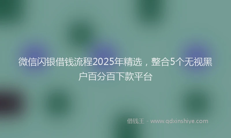 微信闪银借钱流程2025年精选，整合5个无视黑户百分百下款平台