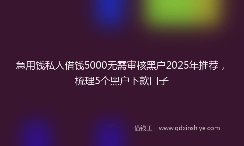 急用钱私人借钱5000无需审核黑户2025年推荐，梳理5个黑户下款口子