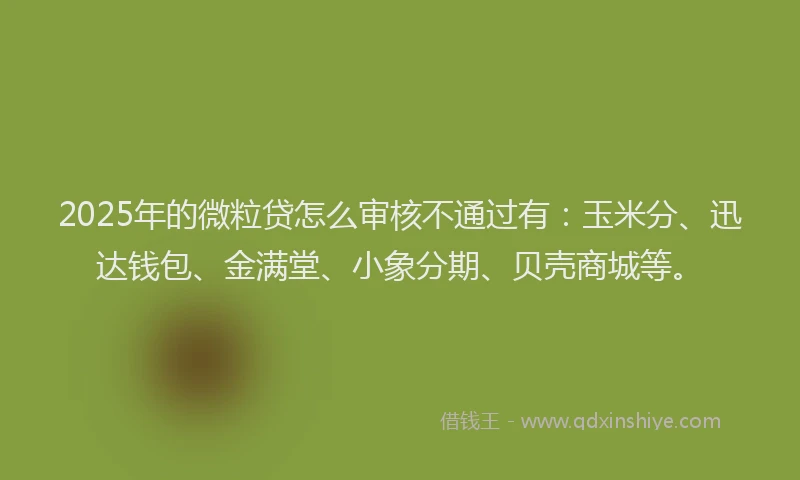 2025年的微粒贷怎么审核不通过有：玉米分、迅达钱包、金满堂、小象分期、贝壳商城等。