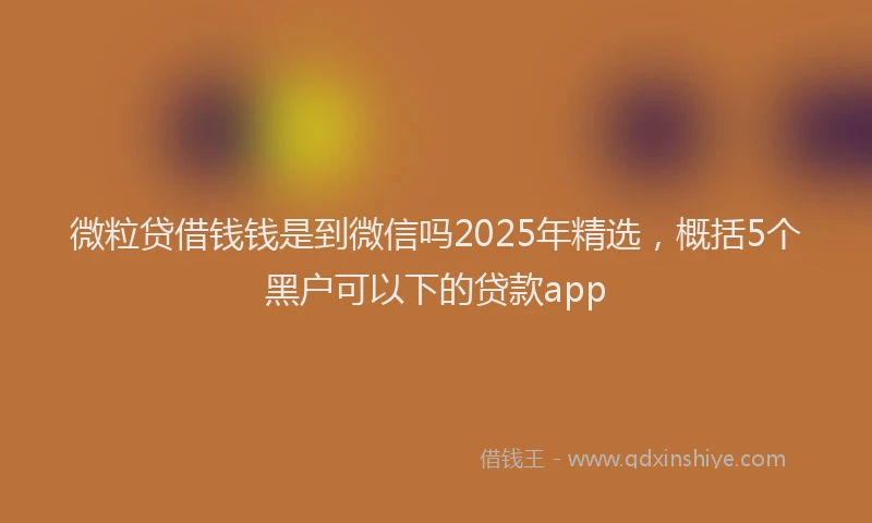 微粒贷借钱钱是到微信吗2025年精选，概括5个黑户可以下的贷款app