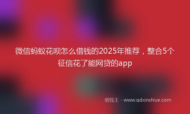 微信蚂蚁花呗怎么借钱的2025年推荐，整合5个征信花了能网贷的app