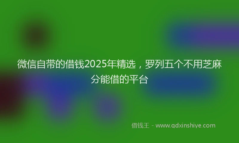 微信自带的借钱2025年精选，罗列五个不用芝麻分能借的平台