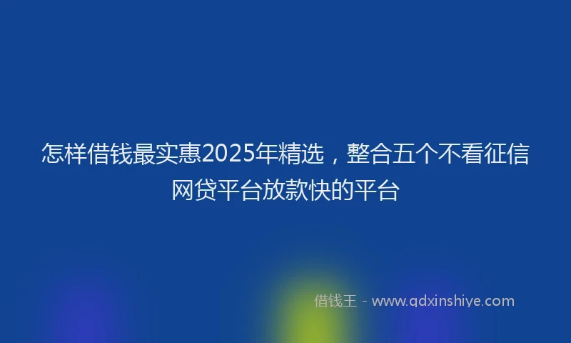 怎样借钱最实惠2025年精选，整合五个不看征信网贷平台放款快的平台