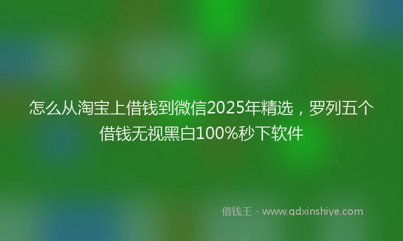 怎么从淘宝上借钱到微信2025年精选，罗列五个借钱无视黑白100%秒下软件