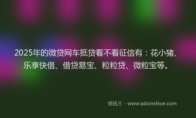 2025年的微贷网车抵贷看不看征信有：花小猪、乐享快借、借贷易宝、粒粒贷、微粒宝等。
