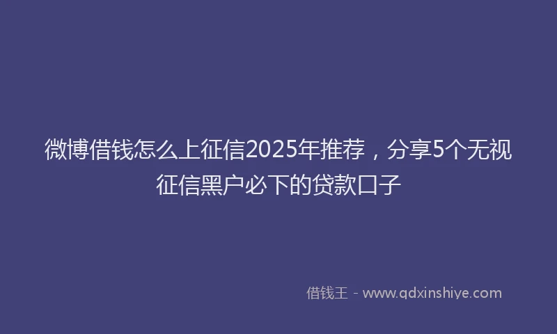 微博借钱怎么上征信2025年推荐，分享5个无视征信黑户必下的贷款口子
