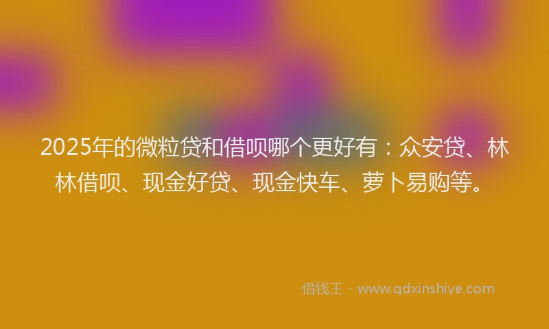2025年的微粒贷和借呗哪个更好有：众安贷、林林借呗、现金好贷、现金快车、萝卜易购等。