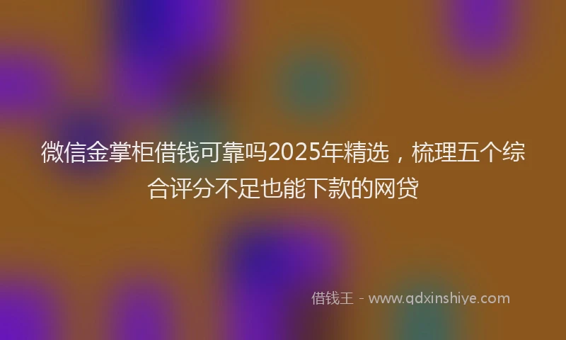 微信金掌柜借钱可靠吗2025年精选，梳理五个综合评分不足也能下款的网贷