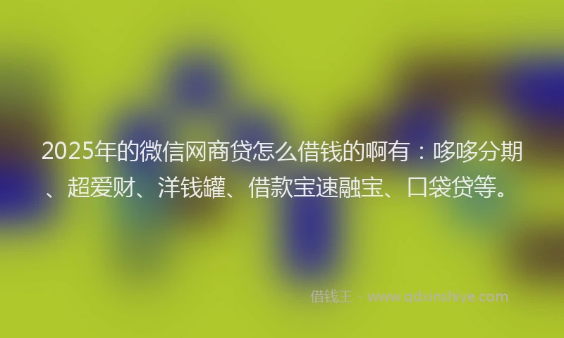 2025年的微信网商贷怎么借钱的啊有：哆哆分期、超爱财、洋钱罐、借款宝速融宝、口袋贷等。