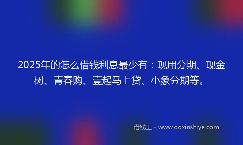 2025年的怎么借钱利息最少有：现用分期、现金树、青春购、壹起马上贷、小象分期等。
