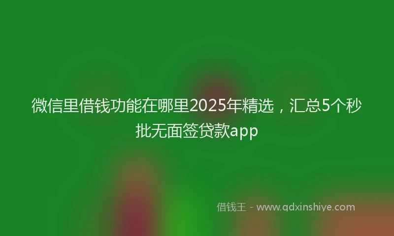 微信里借钱功能在哪里2025年精选，汇总5个秒批无面签贷款app